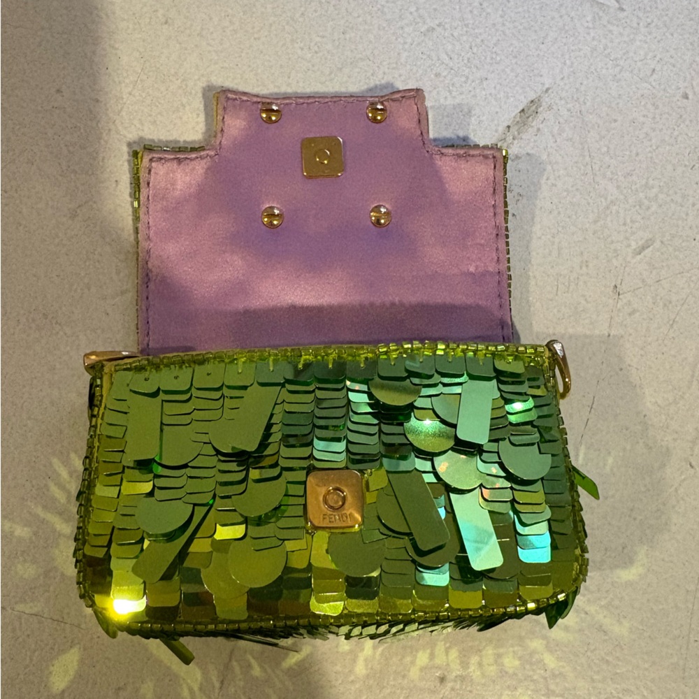 Fendi Green Sequin Nano Baguette - Picture 6 of 6